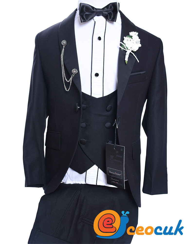 Doctor junior Siyah Cocuk Smokin Takim Elbise - 5