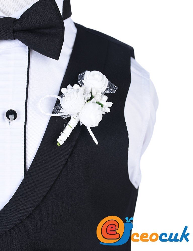 Düz Siyah Çocuk Smokin Takım Elbise - 5