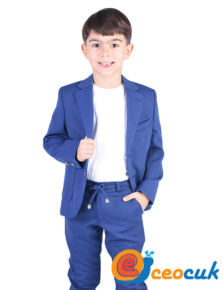 İndigo Mavi Jogger Bağcıklı Pantolon Çocuk Takım Elbise - 2