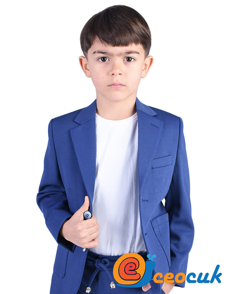 İndigo Mavi Jogger Bağcıklı Pantolon Çocuk Takım Elbise - 3