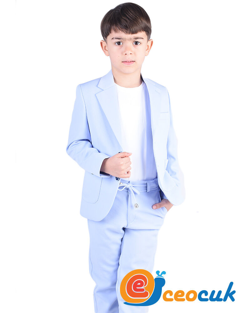 Jogger Bağcıklı Buz Mavi Pantolon Çocuk Takım Elbise - 3