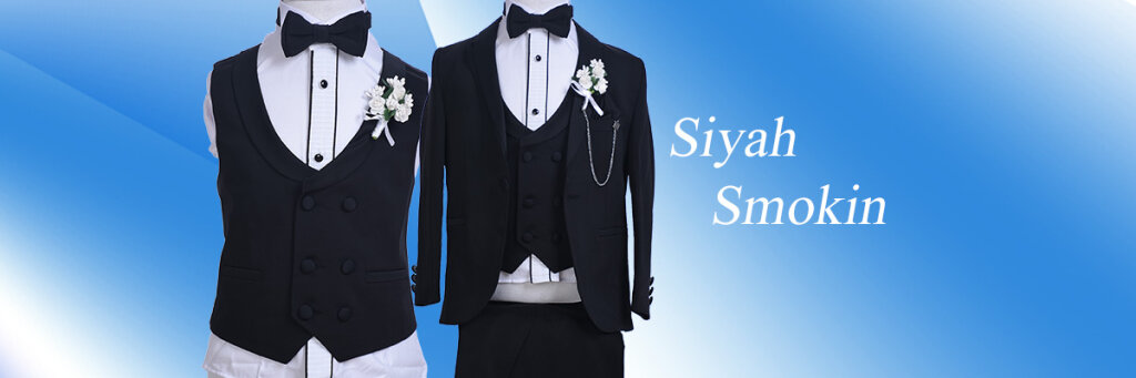 Siyah Çıkma Yaka Çocuk Smokin Takım Elbise