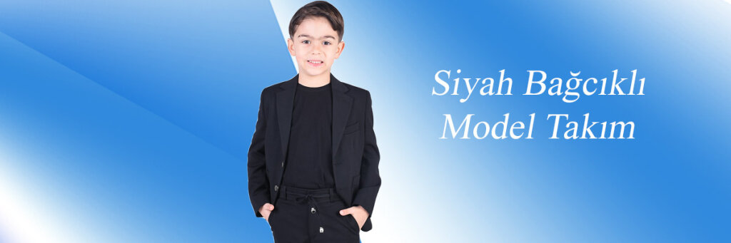 Siyah Jogger Bağcıklı Pantolon Çocuk Takım Elbise