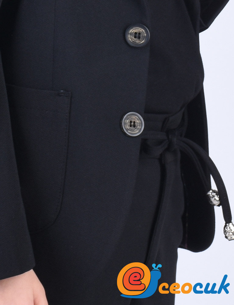 Siyah Jogger Bağcıklı Pantolon Çocuk Takım Elbise - 9